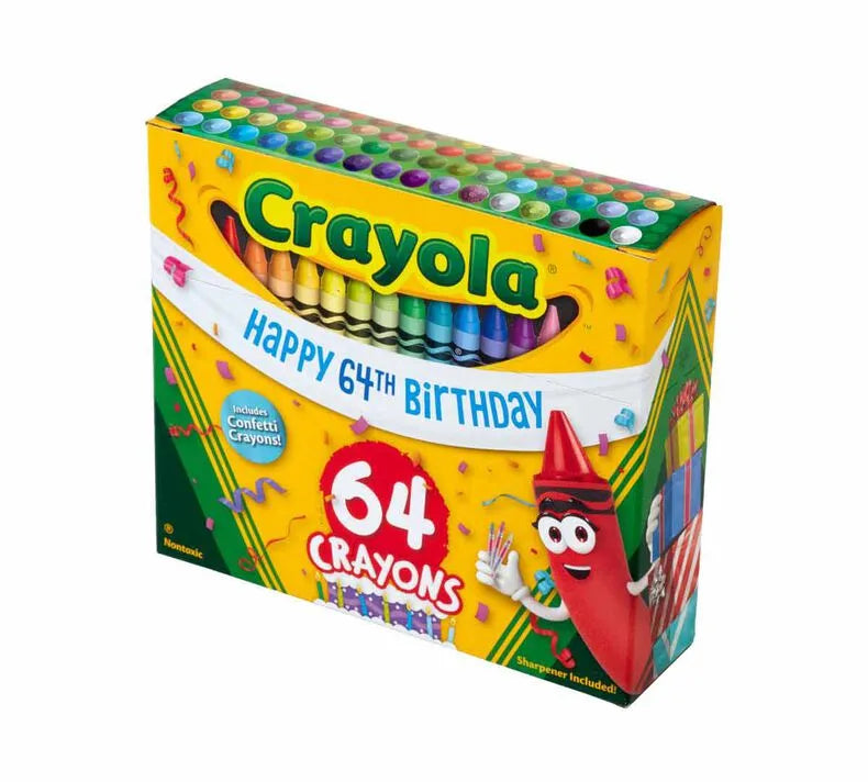 64 Count 64th Birthday Crayons in Collectible Tin